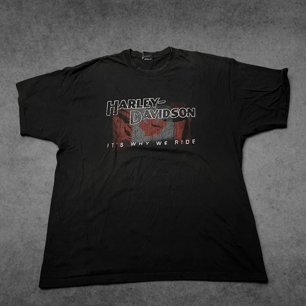 Vintage 2009 Harley Davidson Mackie Canada Flag Skull Shirt Mens Black XL